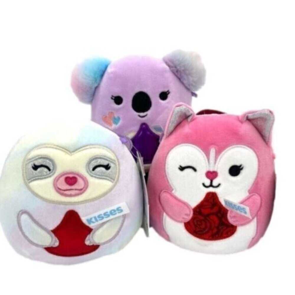 Squishmallows Taylor, Varity and Renate Hershey Kisses Valentine Plush Lot New